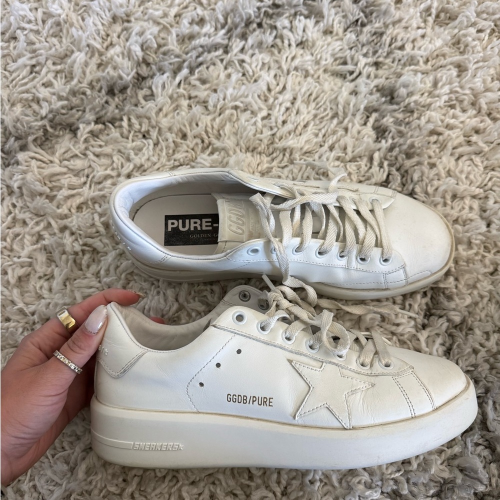 Golden Goose White Leather Platform PURE Sneaker
